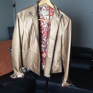 Georgiou copper leather jacket